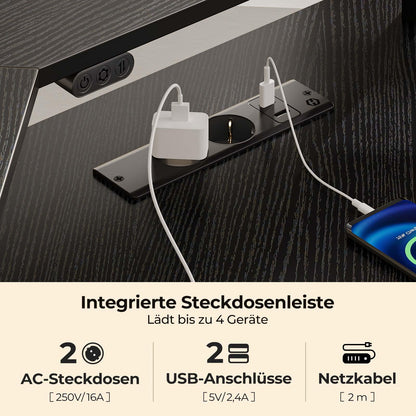 Rolanstar L-Form Schreibtisch RGB-LED, Steckdosen 117 cm