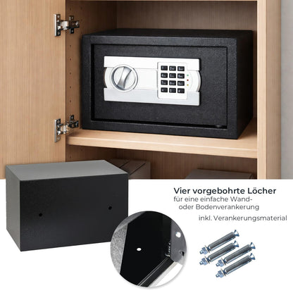 HMF Möbeltresor mit Zahlenschloss, Safe für DIN A5 Dokumente, schwarz