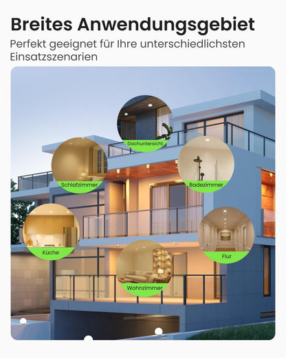 ALUSSO LED Einbaustrahler 230V dimmbar, IP44, weiss, 6er Set