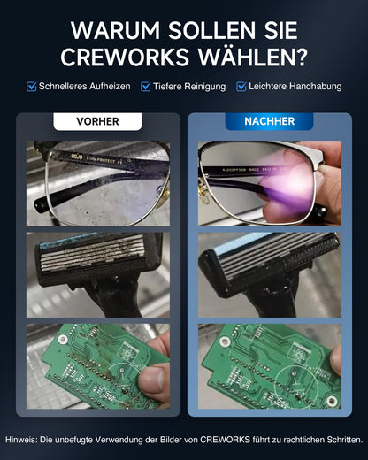 CREWORKS Ultraschallreiniger 3L – Heizung, Timer, Degas-Funktion