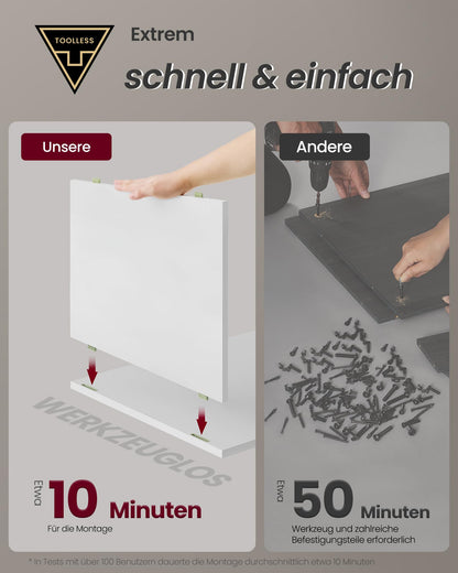 VASAGLE Nachttisch 2er Set – Schublade Werkzeuglos Mattweiss