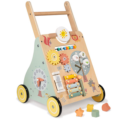 Lauflernwagen Holz Montessori Baby - multifunktionale Lauflernhilfe. Holzwagen mit Schiebegriff. Unterstützt erstes Gehen und frühkindliche Entwicklung.