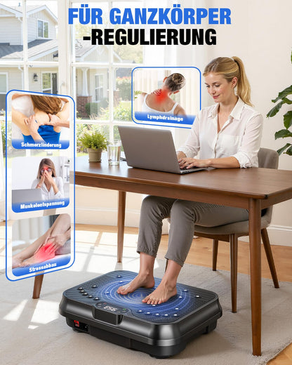 HomeFitnessCode Mini Vibrationsplatte mit 250 Stufen, Schwarz