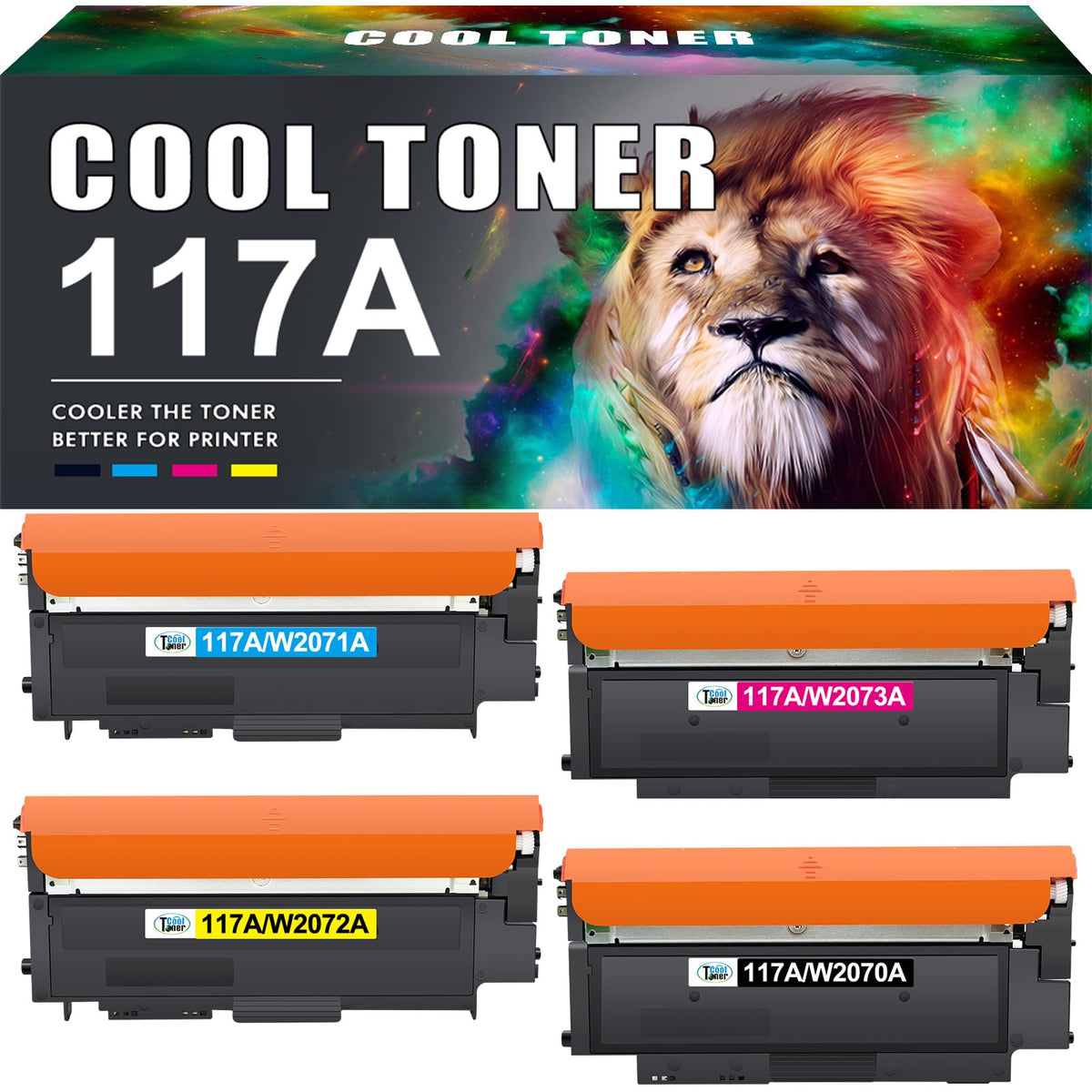Cool Toner Toner Set kompatibel für HP 117A, 4er-Pack – Tonerkartuschen in schwarz, cyan, gelb und magenta