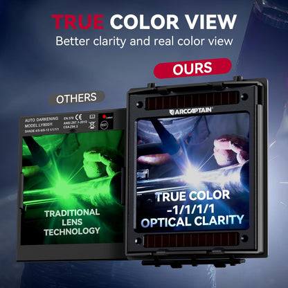 ARCCAPTAIN Automatik-Schweisshelm mit LED-Licht, Solar und True Color