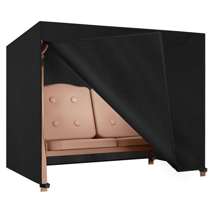 Dokon Hollywoodschaukel Abdeckung 3-Sitzer wasserdicht 215x125x170 cm, Schutzhülle aus schwarzem Oxford-Gewebe