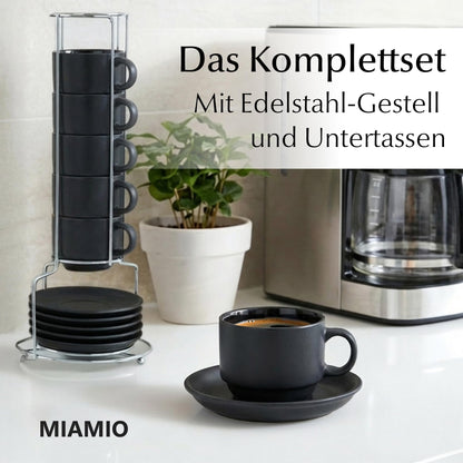 MIAMIO Le Papillon Espressotassen Set 6-teilig mit Untertassen Schwarz