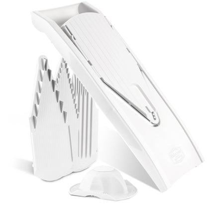 Börner Gemüsehobel V1 Starter Set – V-Hobel mit 4 Einsätzen, Weiss