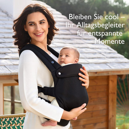 Momcozy Babytrage Air Mesh, ergonomisch mit X-Rücken, schwarz