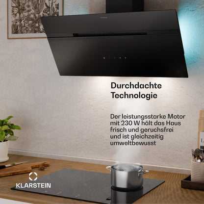 Klarstein Alina Dunstabzugshaube – 90 cm Wandhaube Umluft Schwarz