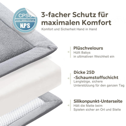Mallify Spielmatte Baby 127x127 cm – Krabbelmatte mit Memory-Schaum