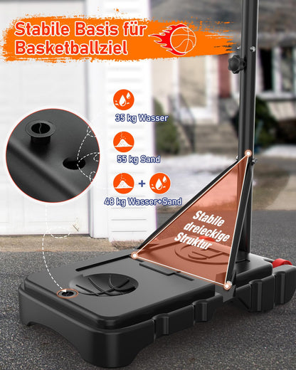vcloo Basketballkorb Kinder höhenverstellbar 150-210 cm mit Rollen