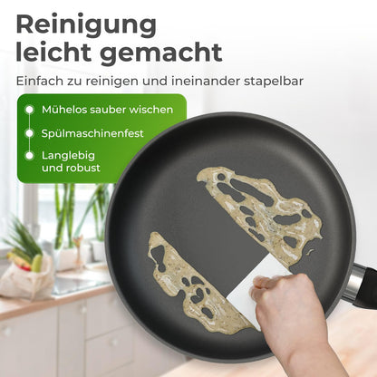KLAMER Bratpfanne 28 cm, Edelstahl, induktionsgeeignet & backofenfest
