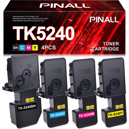 PINALL TK-5240 Toner 4er-Pack kompatibel für Kyocera Ecosys, vier Kartuschen in Schwarz, Cyan, Magenta und Gelb