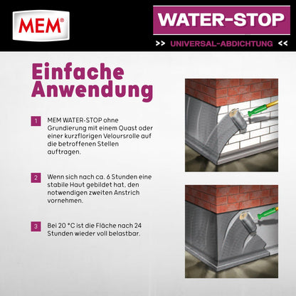 MEM Water Stop Universalabdichtung Feuchtigkeitssperre 6 kg Grau