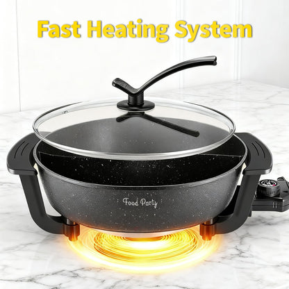 Food Party Elektrischer Hot Pot 6L, 1200W, doppelseitig mit Deckel