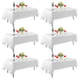 EMART Tischdecke Weiss 6er-Pack, rechteckig, 152 x 260 cm, Polyester – für Hochzeit, Party und Bankett