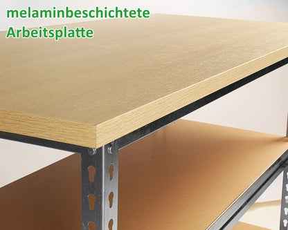Ondis24 Werkbank Uwe 120 cm, verzinkt, mit Buchenarbeitsplatte