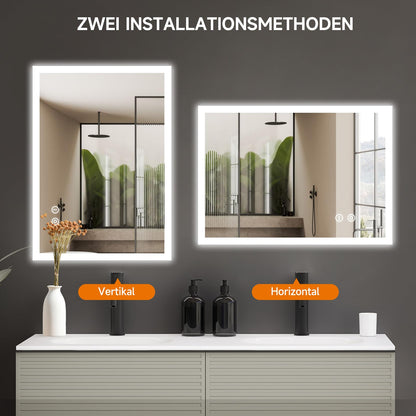 YOLEO LED Badspiegel 50x70cm – Dimmbar mit Steckdose