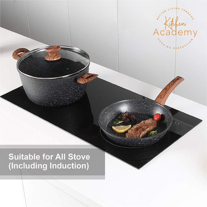 Kitchen Academy Induktion Kochtöpfe Set Granit 12-tlg. Schwarz