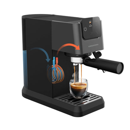 GRUNDIG KSM 4330 Siebträgermaschine Touch-Display - Schwarz