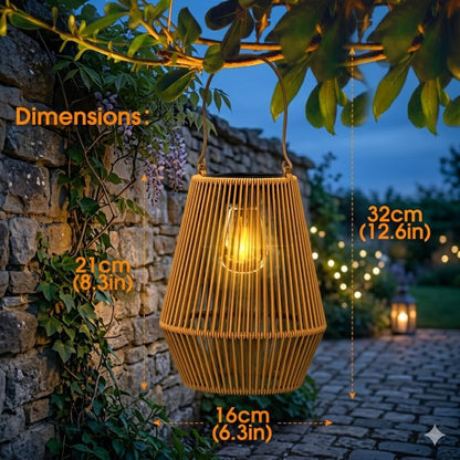 KagoLing Solarlaterne 2er-Set, handgeflochtene Rattan-Solarlampe