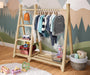 Bellabino Ryck Kleiderstange Kinder - Massivholz Natur 4 Ablagen. Garderobe aus Naturholz mit Stange u. Ablagen für Kinder.