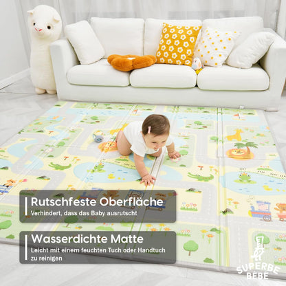 SUPERBE BEBE Krabbelmatte Spielmatte faltbar 180x200 cm XPE-Schaum