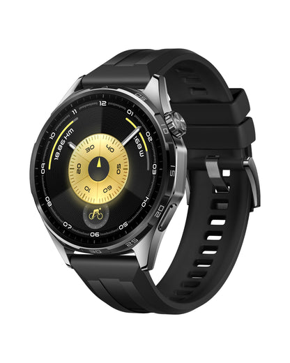 HUAWEI Watch GT 6 Smartwatch 46 mm Schwarz, GPS, AMOLED-Display mit filigraner Krone