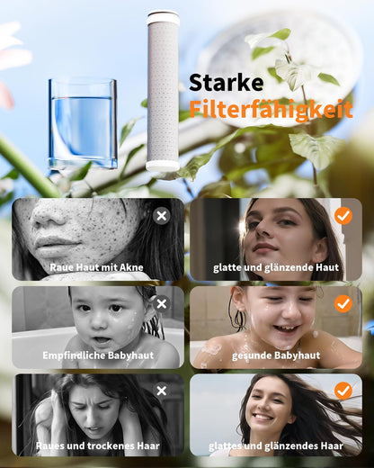 Cobbe Filter Duschkopf mit Schlauch, Handbrause mit 6 Strahlarten