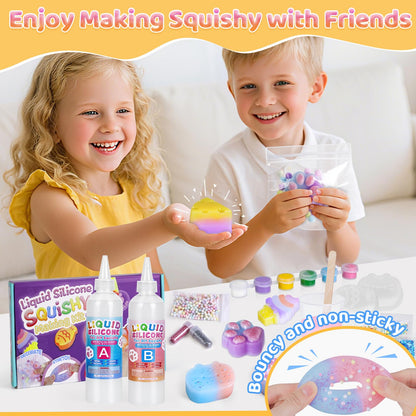Highttoy Squishy Bastelset mit Flüssigsilikon, 480 ml und 6 Formen