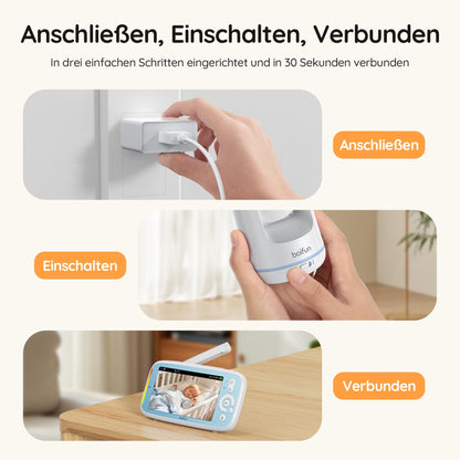 Boifun Video-Babyphone VB805 mit Kamera, 5 Zoll IPS, ohne WLAN