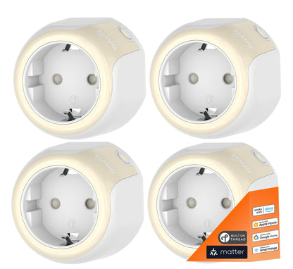 Onvis Thread Matter Smart Plug Steckdose – Für HomeKit Alexa. Kompakte, weiße Steckdose zum ferngesteuerten Schalten von Geräten.