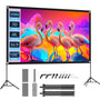 VISULAPEX 100" Beamer Leinwand 16:9 4K HD mit Stativ Tragbar. Weiße 16:9 Projektionsfläche für mobile 4K HD Projektion.