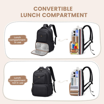 GOLF SUPAGS Lunch Rucksack mit Kühlfach, 16 Zoll Laptopfach, Schwarz