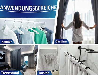 MEISENBERG Teleskop-Gardinenstange ohne Bohren, 260–310 cm, weiss