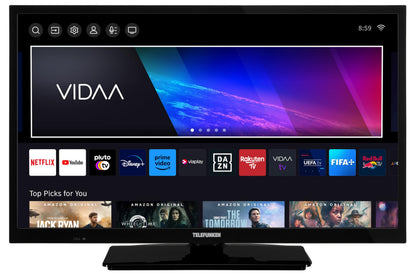 TELEFUNKEN XH24VP550M 24 Zoll Smart HD LED TV – Schwarzer LED-TV zur HD-Bildwiedergabe und Smart TV-Streaming.