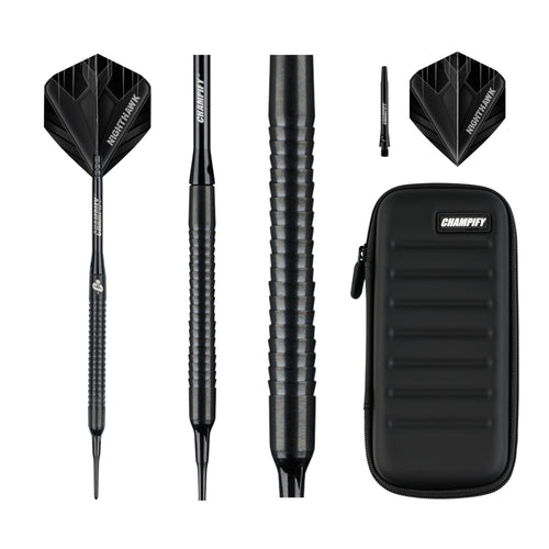 Champify Nighthawk Soft-Darts Set 18g Tungsten mit Darttasche in Schwarz