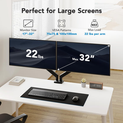 HUANUO Monitorhalterung 2 Monitore, Dual Monitorarm bis 32 Zoll