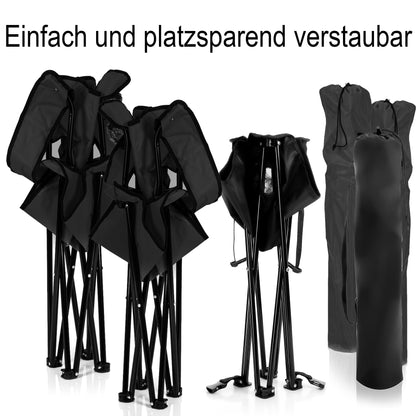 BigDean Campingset 2 Faltstühle mit Campingtisch faltbar schwarz