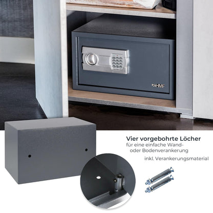 HMF Möbeltresor mit Zahlenschloss, Safe für DIN A5, Anthrazit