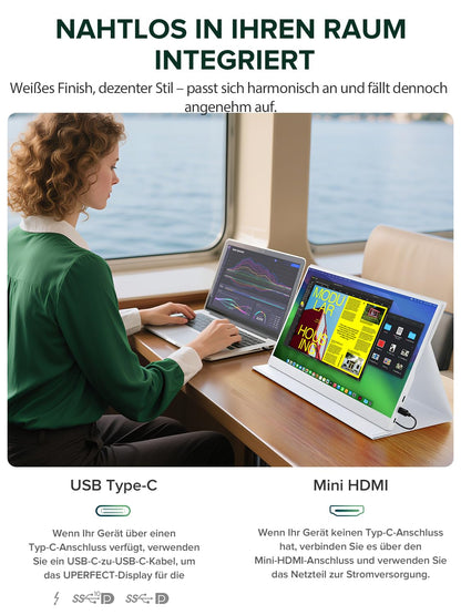 UPERFECT 15.6" 1920x1080 IPS Tragbarer Monitor - Weiss
