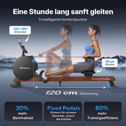 MERACH Rudergerät für Zuhause, LED-Anzeige, 60 kg Magnetwiderstand