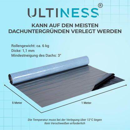 Ultiness KSK Dachbahn Aluminium selbstklebend - Silbergrau 5x1m