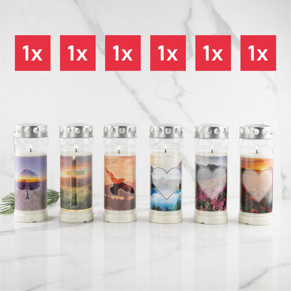 Hofer Friedlicht Grabkerzen Sehnsucht Select, 6er Set, 7 Tage