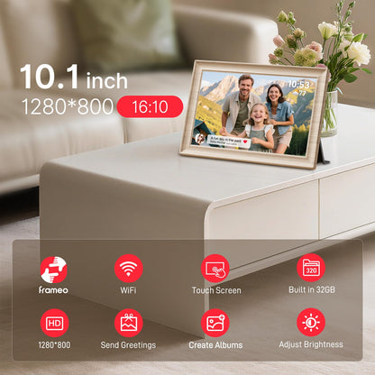 WONNIE Frameo Digitaler Bilderrahmen 10,1 Zoll WLAN Touchscreen 32 GB