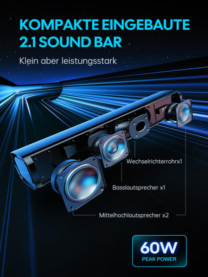 MEVOSTO Mini 2.1 Soundbar für TV PC Gaming – 60W 40cm