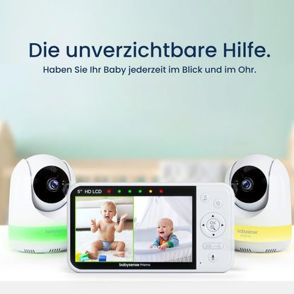 Babysense Babyphone mit Kamera, 5 Zoll HD-Display und Nachtlicht