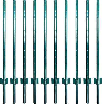 ARIFARO U-Zaunpfosten Kein Graben - 122cm, 10er-Pack. U-Profil, metallisch. Für grabenlose, stabile Zaunmontage im Garten.