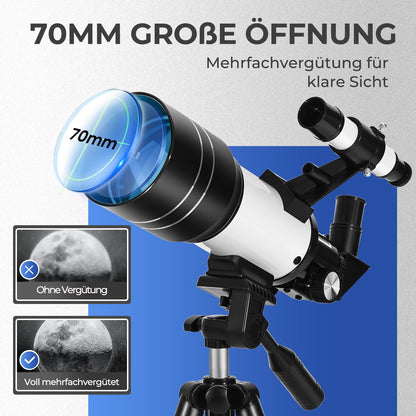 ESAKO Linsenteleskop 70 mm für Kinder & Einsteiger mit Stativ